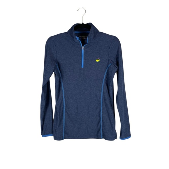 Magnolia Lane Tech Blue 1/4 Zip Pullover Long Sleeve Golf Shirt Small - Picture 1 of 8